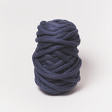 Plump & Co's giant yarn in blue 1 ply. Use our plumptious XXL New Zealand merino wool with our giant knitting needles or extreme crochet hooks to make your own chunky knit blanket or throw. Perfect for arm knitting. Worldwide shipping, free shipping to New Zealand and Australia!