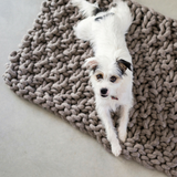 Knit a cosy mat for your fur baby using Plump & Co pure wool chunky yarn