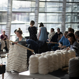 Learn to extreme knit using giant merino wool yarn and extreme knitting needles with Plump & Co at Christchurch Art Gallery workshop in celebration of World Knit in Public Day. Plump & Co workshops available nationwide in New Zealand, Australia, USA and more. Our yarns and needles are made in New Zealand.