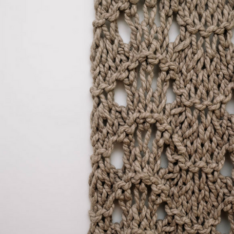 Create this chunky large wall hanging using our chunky wool merino bumps of Plump & Co 1 ply yarn, with Giant crochet hook from Plump & Co. In New Zealand and Australia. With chunky wool merino knits and layers of textures for your home inspiration.