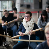 Learn to extreme knit using giant merino wool yarn and extreme knitting needles with Plump & Co at Christchurch Art Gallery workshop in celebration of World Knit in Public Day. Plump & Co workshops available nationwide in New Zealand, Australia, USA and more. Our yarns and needles are made in New Zealand.