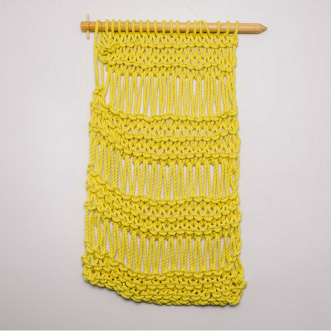 Create this chunky large wall hanging using our chunky wool merino bumps of Plump & Co 1 ply yarn, with Giant crochet hook from Plump & Co. In New Zealand and Australia. With chunky wool merino knits and layers of textures for your home inspiration.