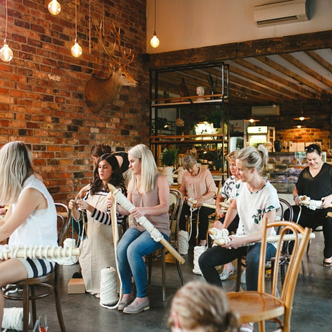 Learn to knit using giant yarn and XXL knitting needles at Plump & Co giant knitting workshops. Plump & Co workshops available nationwide in New Zealand, Australia, USA and more.