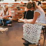 Learn to knit using giant yarn and XXL knitting needles at Plump & Co giant knitting workshops. Plump & Co workshops available nationwide in New Zealand, Australia, USA and more.