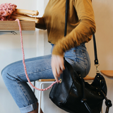 Plump & Co X Kate of Arcadia deer leather handbag made in new zealand with brass fittings in black or custom colours.